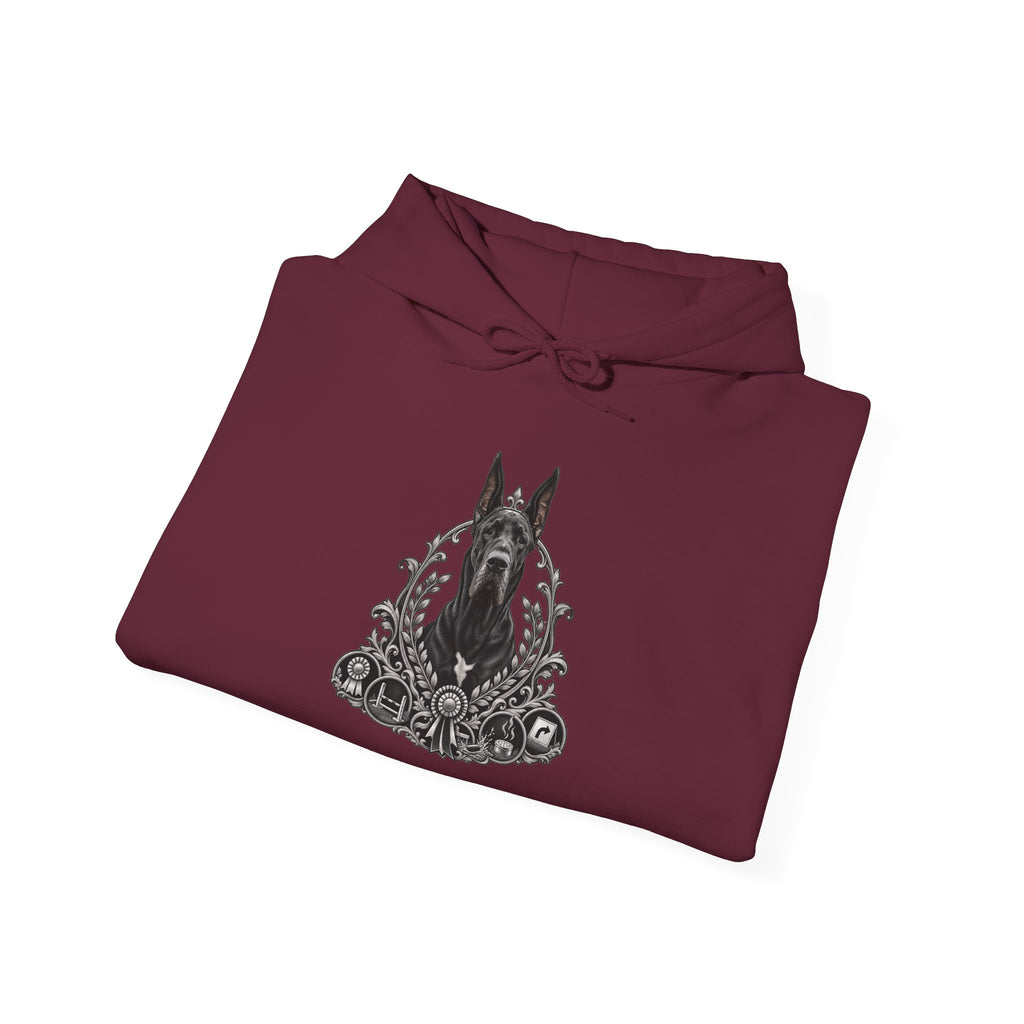 Grimm Gothic Hoodie — Vintage Black Dog Crest Pullover