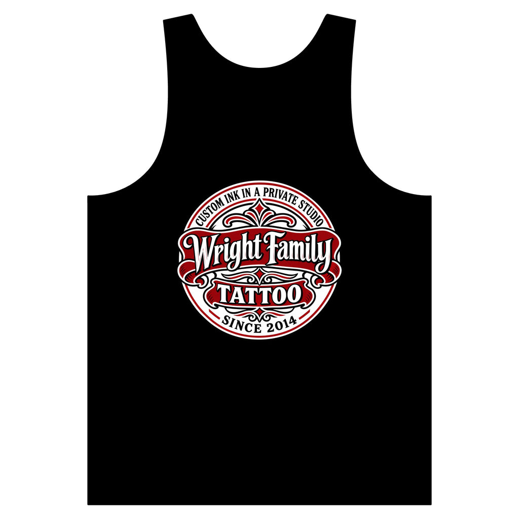 Wright Family Tattoo Tank Top — Vintage Tattoo Shop Logo Sleeveless Tee