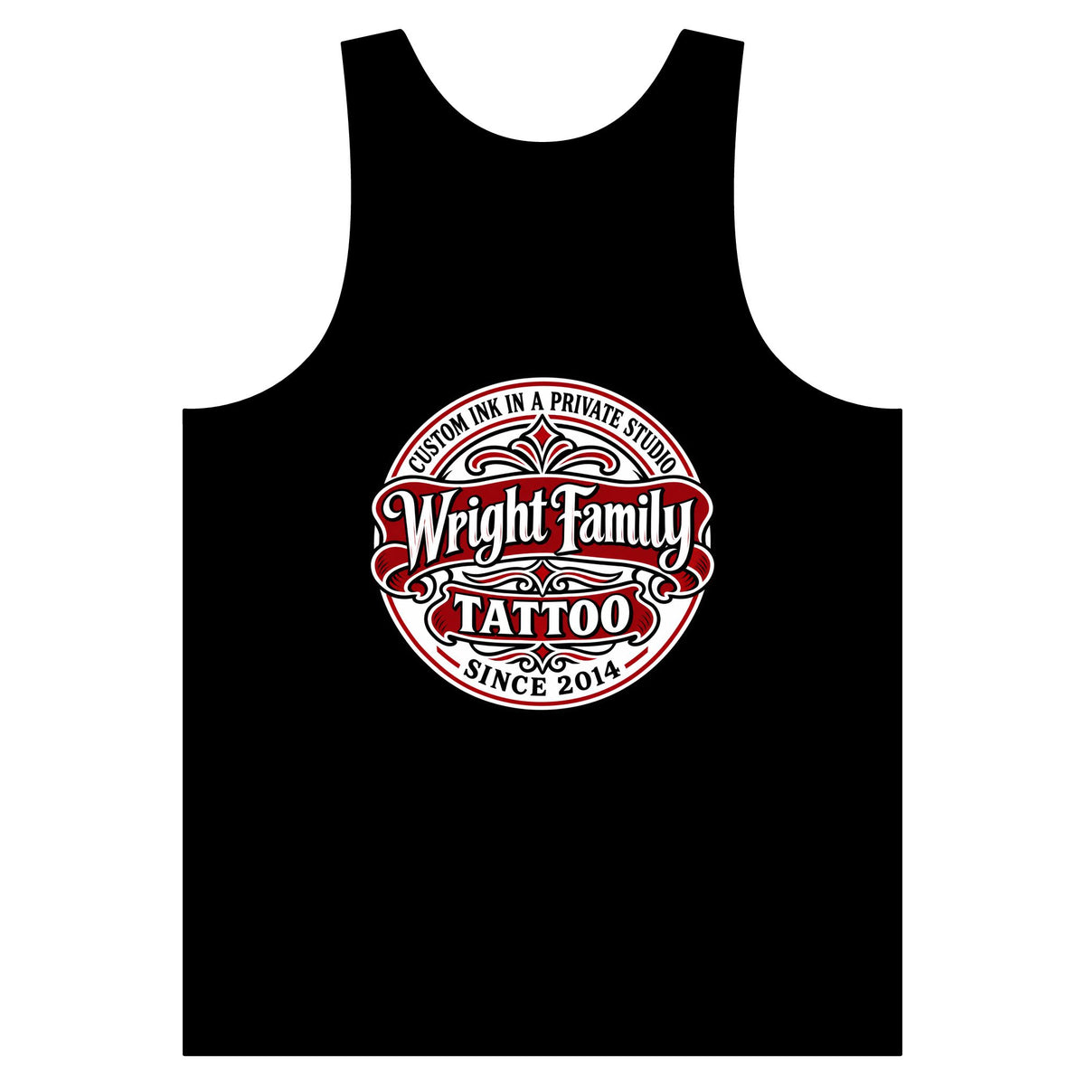 Wright Family Tattoo Tank Top — Vintage Tattoo Shop Logo Sleeveless Tee