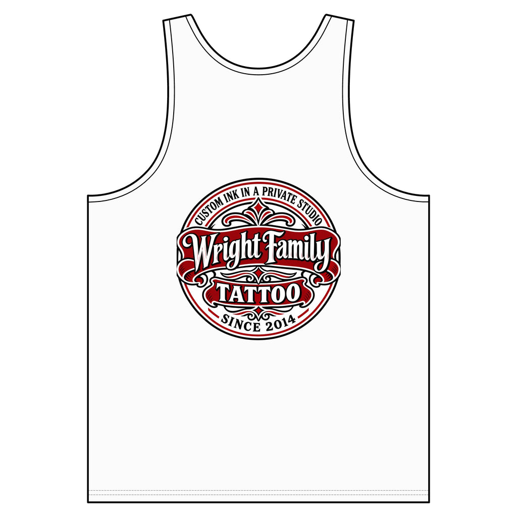 Wright Family Tattoo Tank Top — Vintage Tattoo Shop Logo Sleeveless Tee